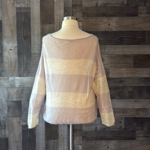 Free People pastel stripe long sleeve sweater medium boho violet cream Softgirl - Picture 8 of 11
